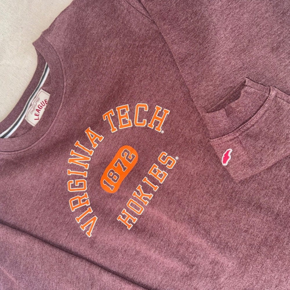 League Virginia Tech Hokies Sweatshirt Maroon Heather Crewneck Women Large